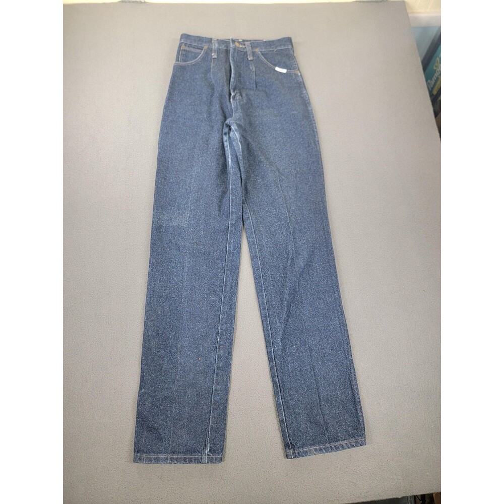 Wrangler Jeans Womens 9/10 x 34 Blue Denim Cowboy Cut High Rise Made USA Zip Fly